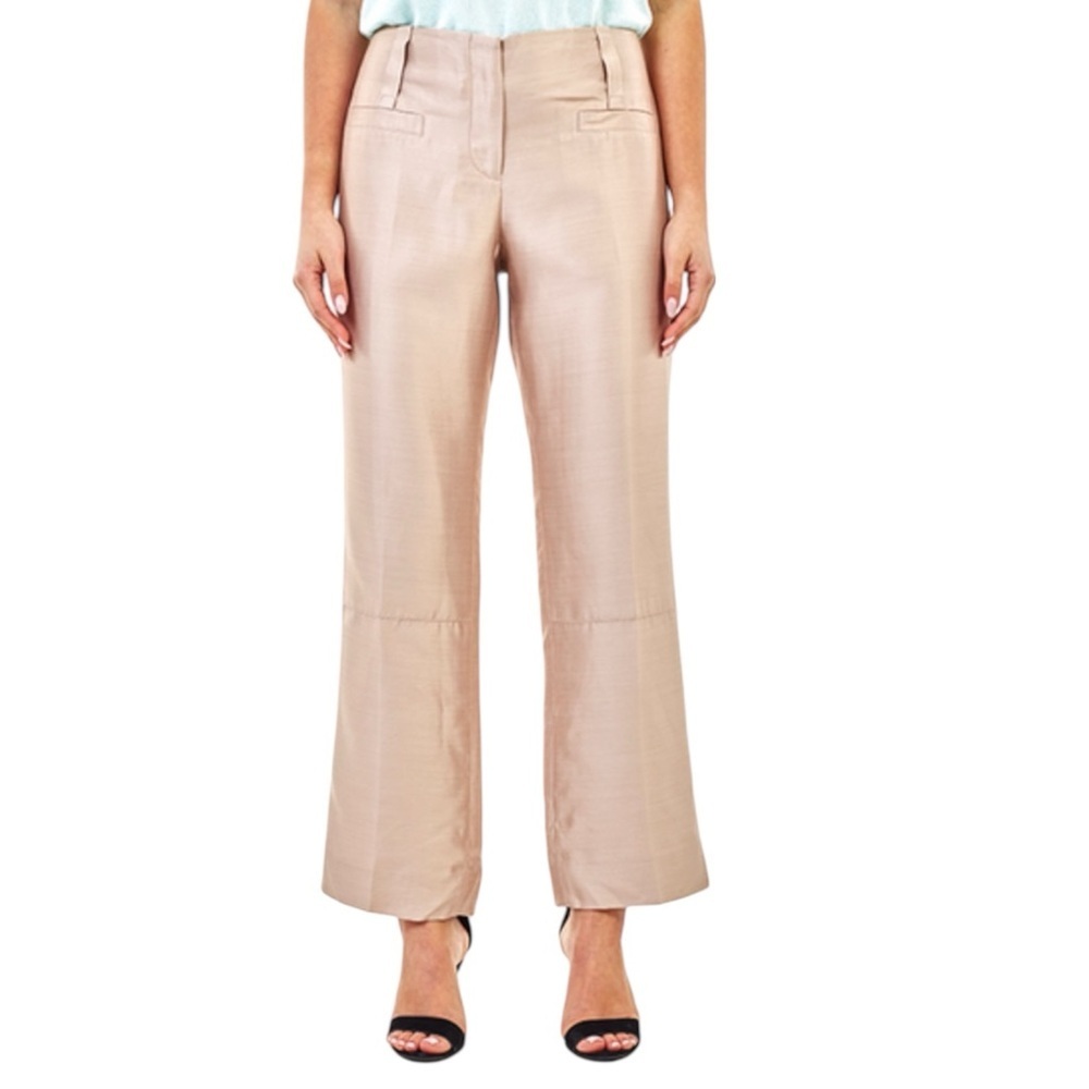 Tory Burch Blush Silk Cropped Wide-Leg Trousers Size 4
